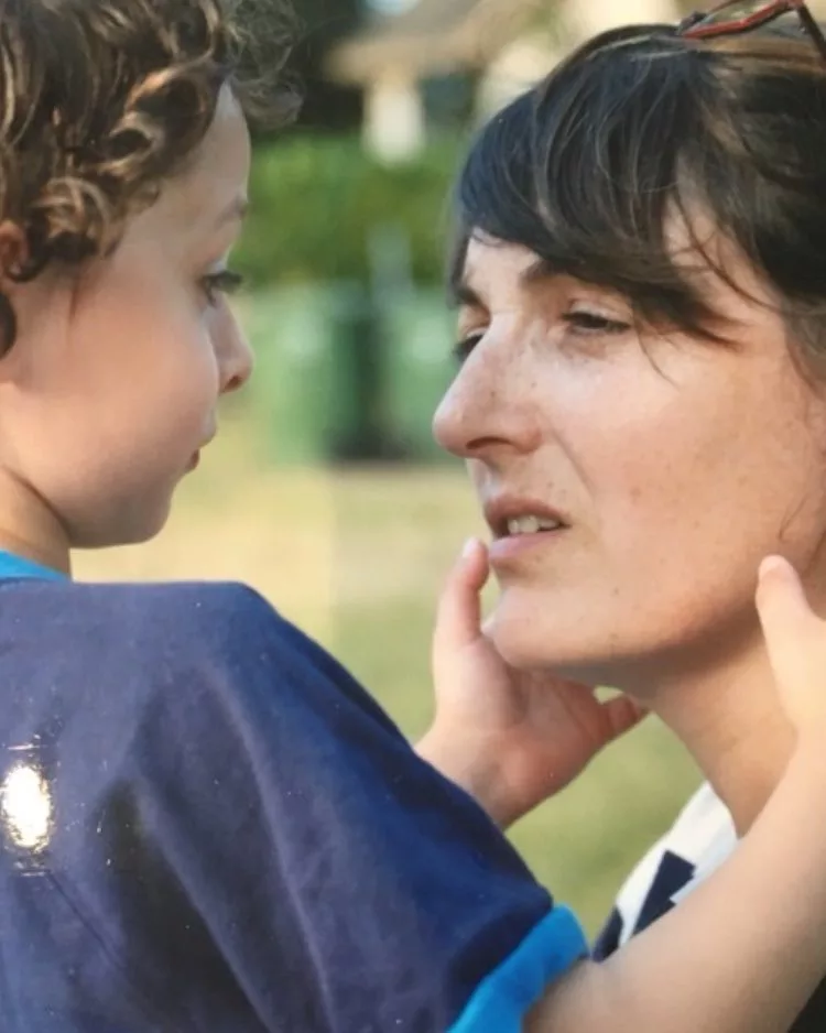 Mary with her younger son Finn.