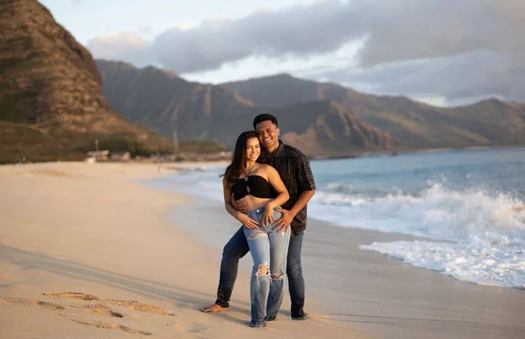 Kamalani with her lover Dillion Pakele on beach