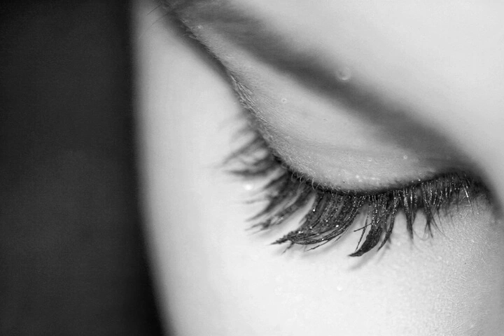 girl eyelash black and white 