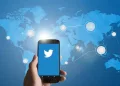 twitter logo and world