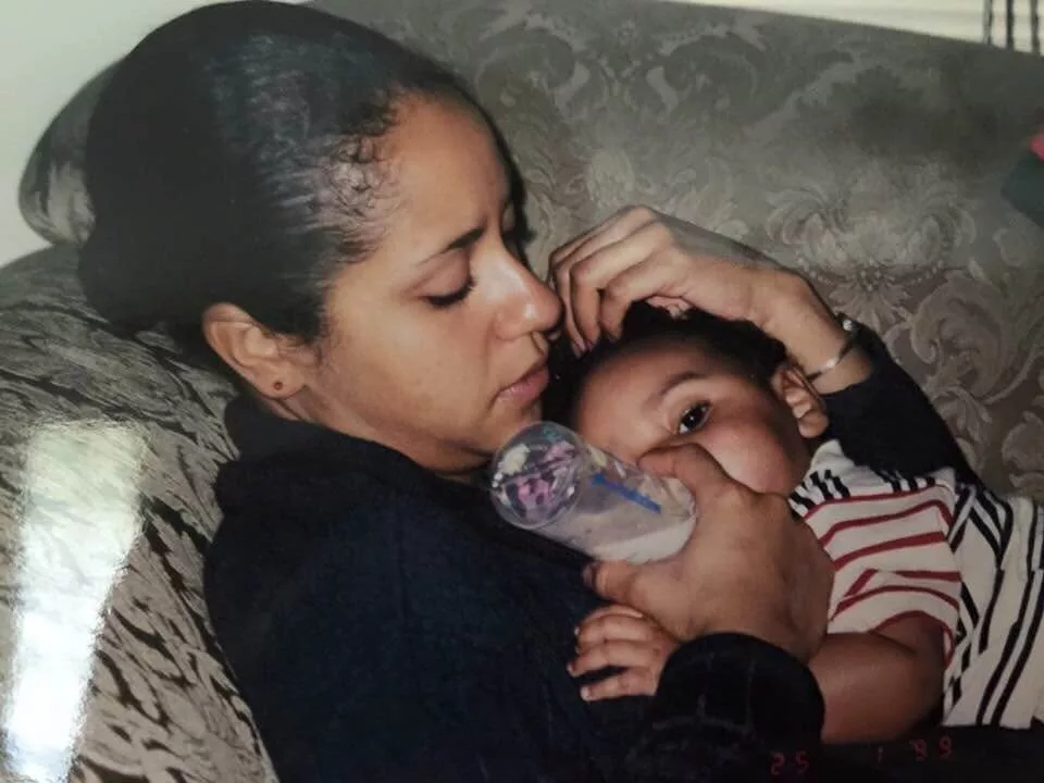 julian Broadus with her mother