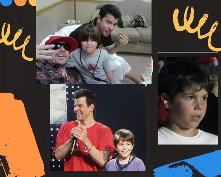 Collage of Eric Jacob Knight and his father Jordan Knight