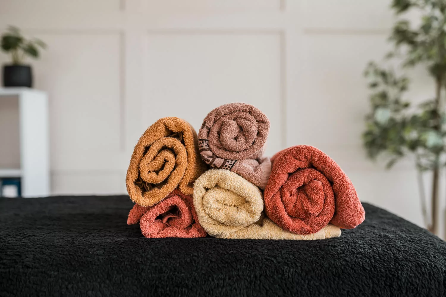 towels lying on bed