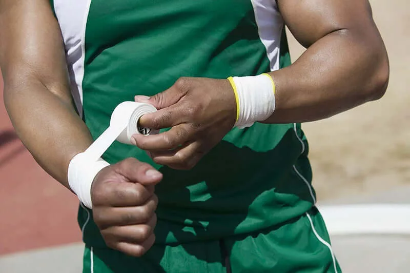 Sportsmen using adhesive wrap