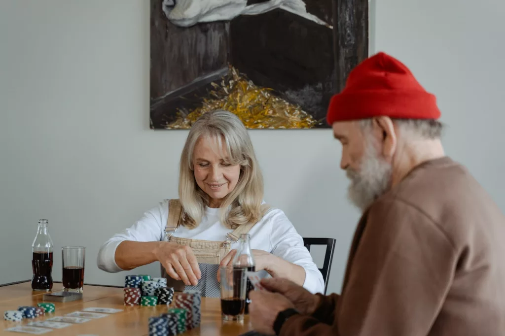 Man and Woman Playing Cards 