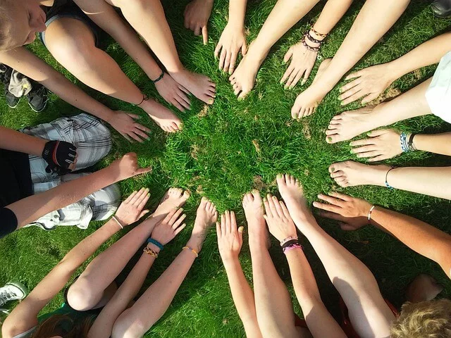 group showing hands