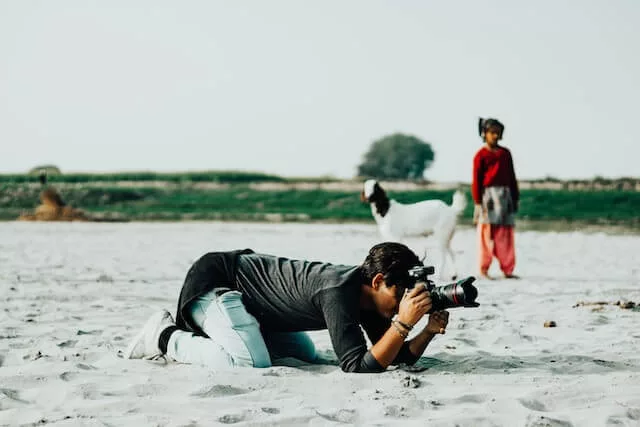 boy taking pictures