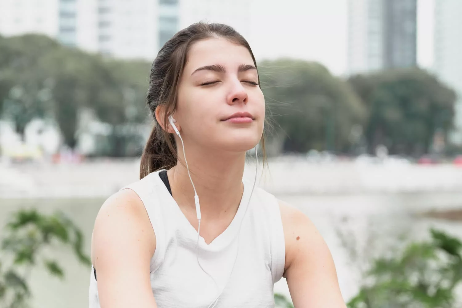 girl doing deep breathing