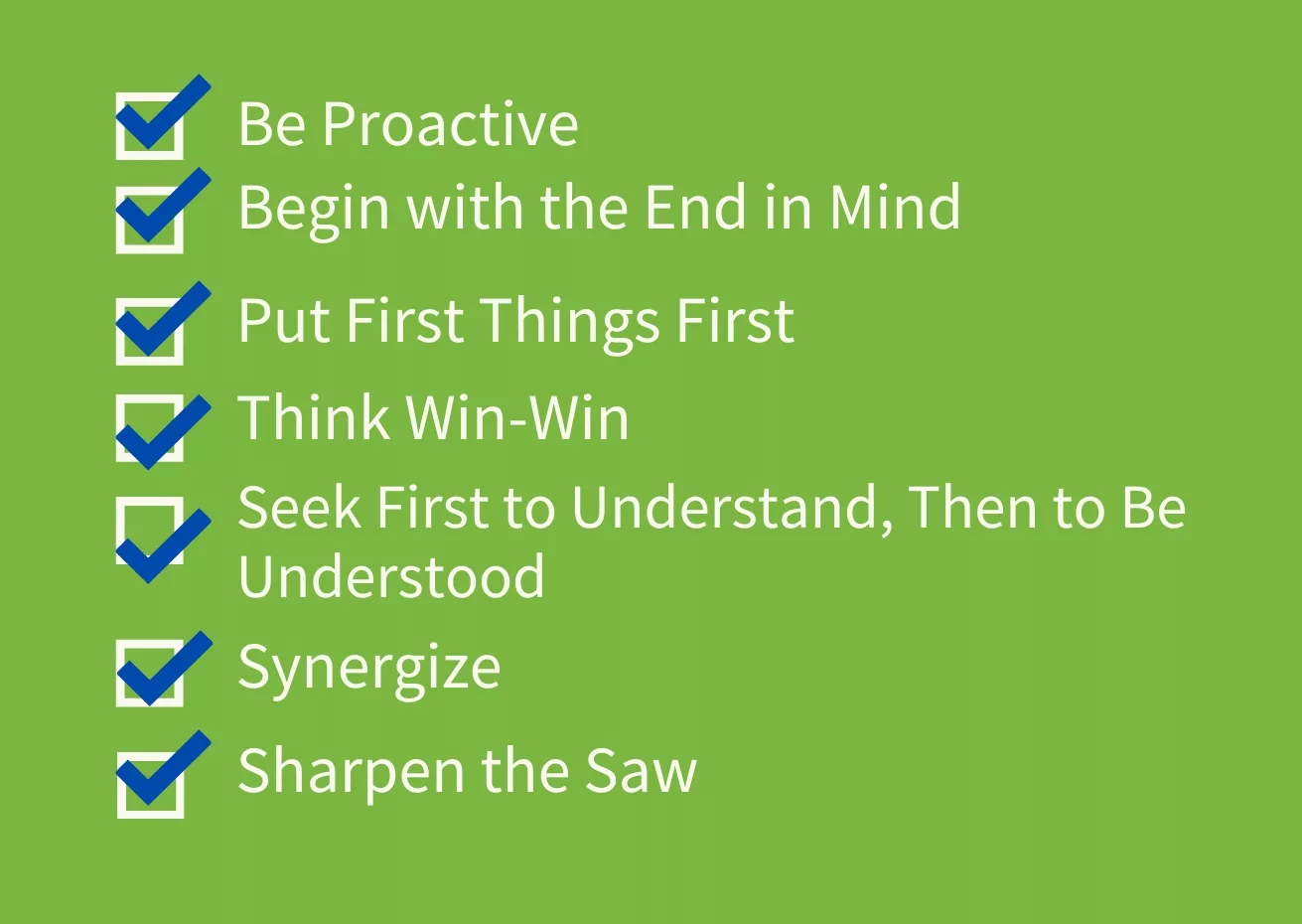7 habits listed by Covey