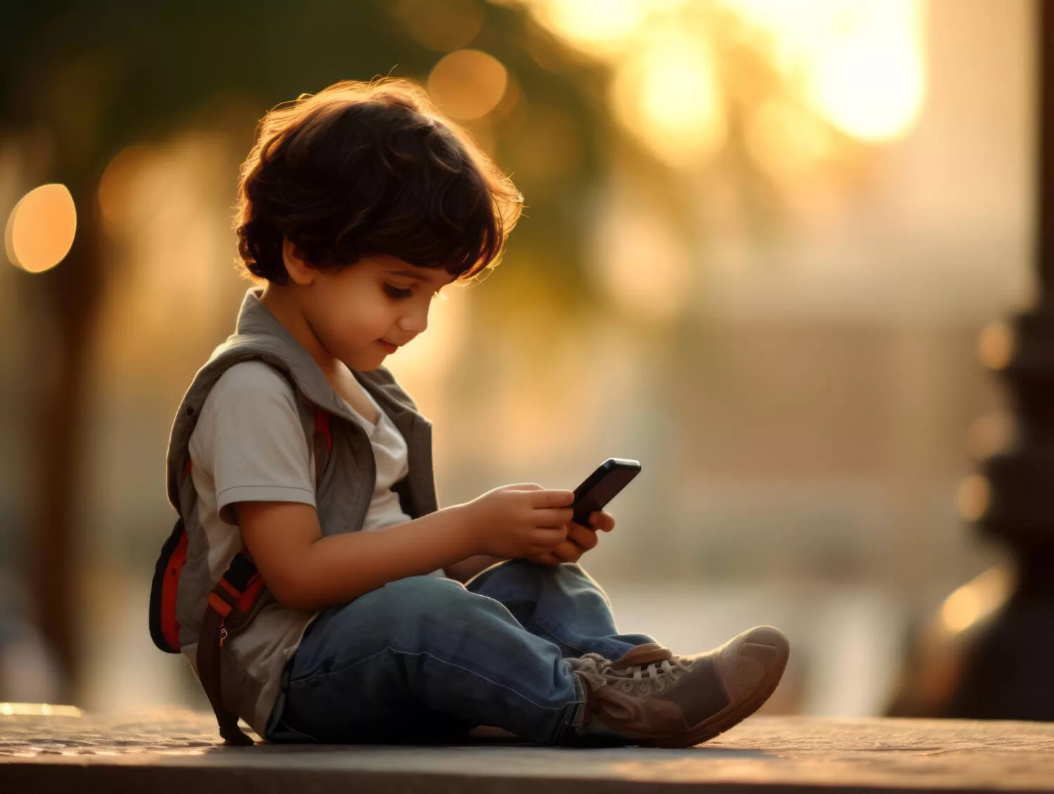 kid using mobile phone