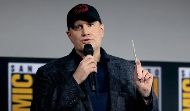 Kevin Feige speaking at the 2019 San Diego Comic Con International, for "The Eternals", at the San Diego Convention Center in San Diego, California.